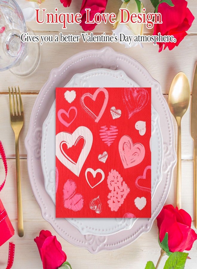 ReliThick 200 Pcs Valentine‘s Day Paper Napkins 13 x 13'' Red Heart Disposable Napkins Cocktail Engagement Napkins Dinner Lunch Red Heart Napkins for Valentine Wedding Anniversary Party Supplies - Image 5